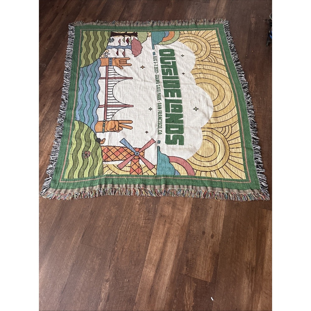 Outside Lands San Francisco Tapestry Festival Blanket Woven Throw RARE 2022 New